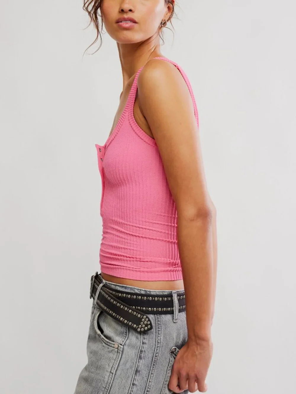 FREE PEOPLE Clean Slate Henley / Pink Flame